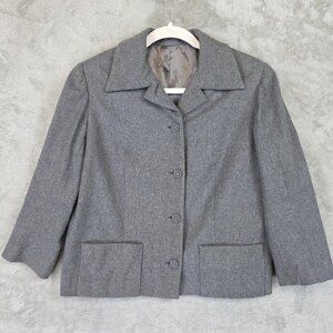 Vintage Forstmann Jacket Womens Medium Gray Wool Single Breasted Classic Blazer